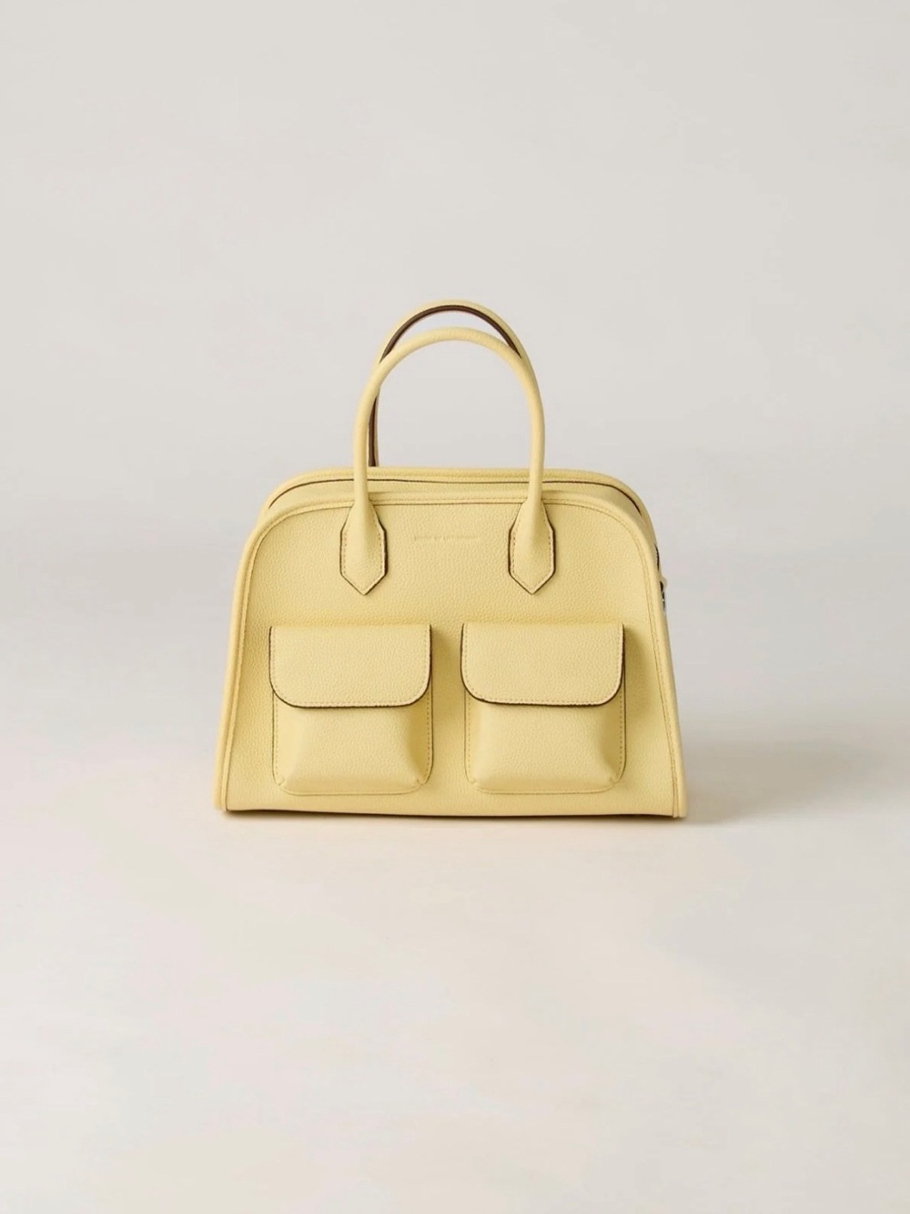 Structured Yellow Double-Pocket Satchel